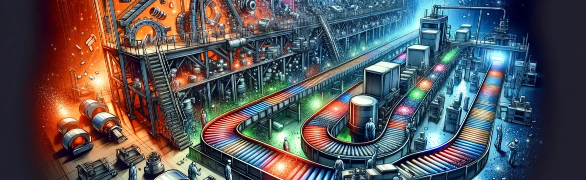 dall%c2%b7e-2024-04-17-13-22-19-a-vivid-and-detailed-illustration-of-a-magnetic-separator-in-action-within-a-large-industrial-setting-the-scene-shows-a-complex-conveyor-belt-system