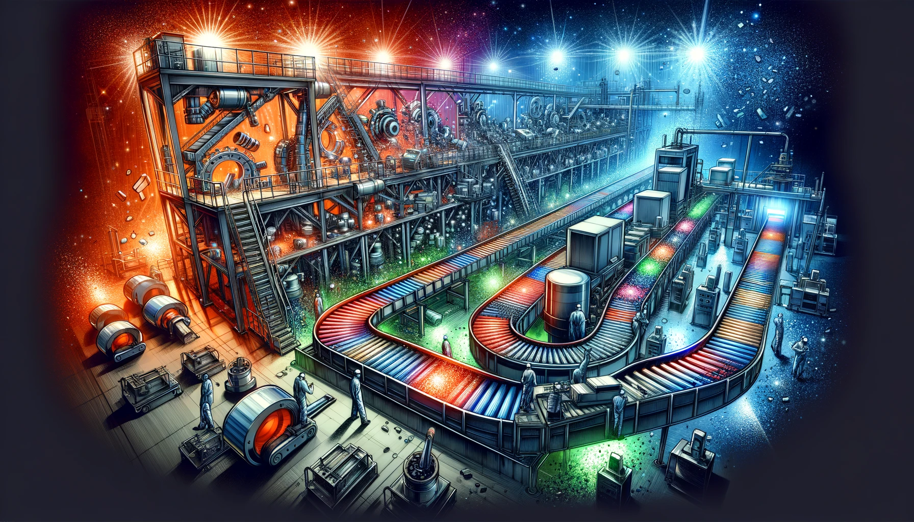 dall%c2%b7e-2024-04-17-13-22-19-a-vivid-and-detailed-illustration-of-a-magnetic-separator-in-action-within-a-large-industrial-setting-the-scene-shows-a-complex-conveyor-belt-system