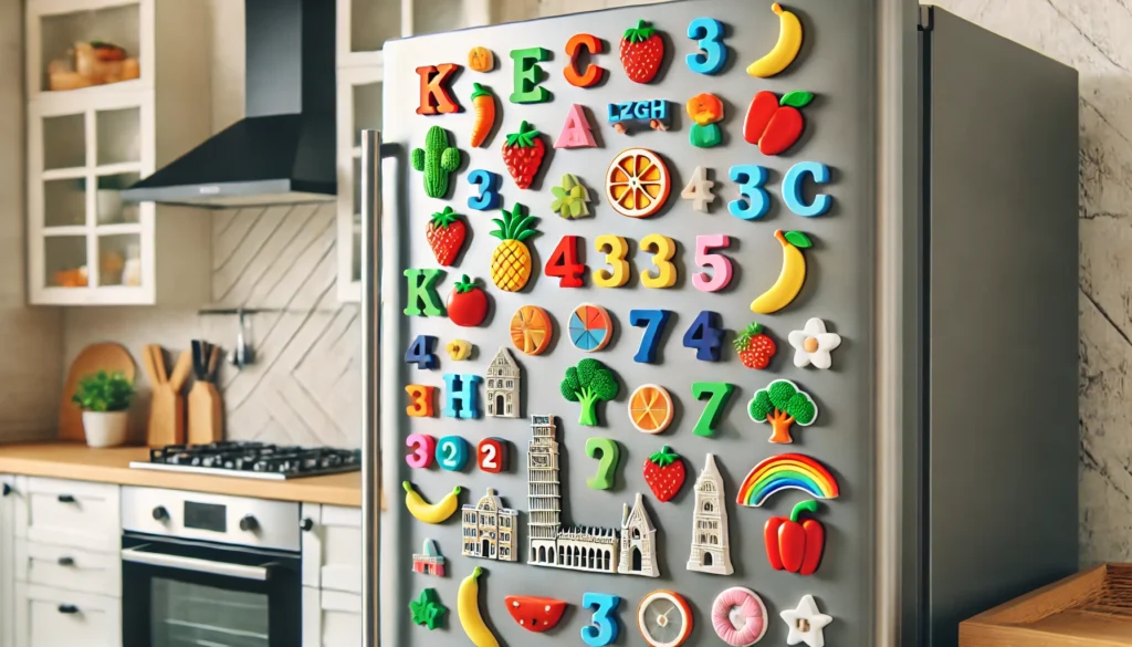 dall%c2%b7e-2024-06-20-13-27-24-a-colorful-assortment-of-fridge-magnets-on-a-refrigerator-door-the-magnets-include-various-shapes-such-as-letters-numbers-fruits-animals-and-popu