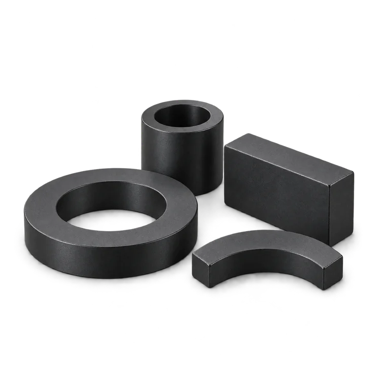 AI-generated bonded-magnet ring, sleeve, block and arc geometry concept