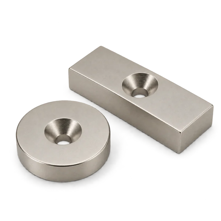 AI-generated NdFeB-style countersunk disc and block geometry concepts